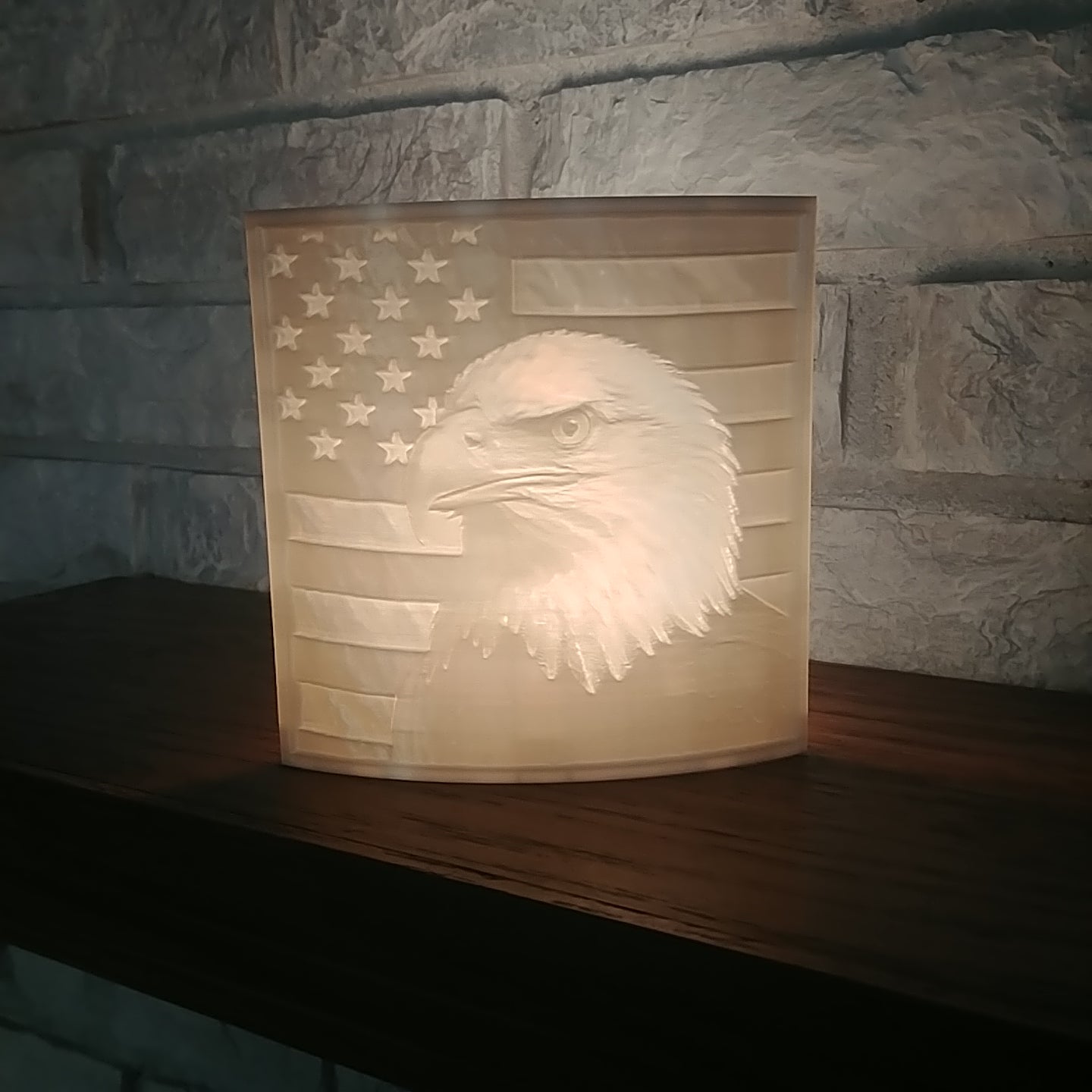 American Flag Bald Eagle Lighted Accent 3D STL File