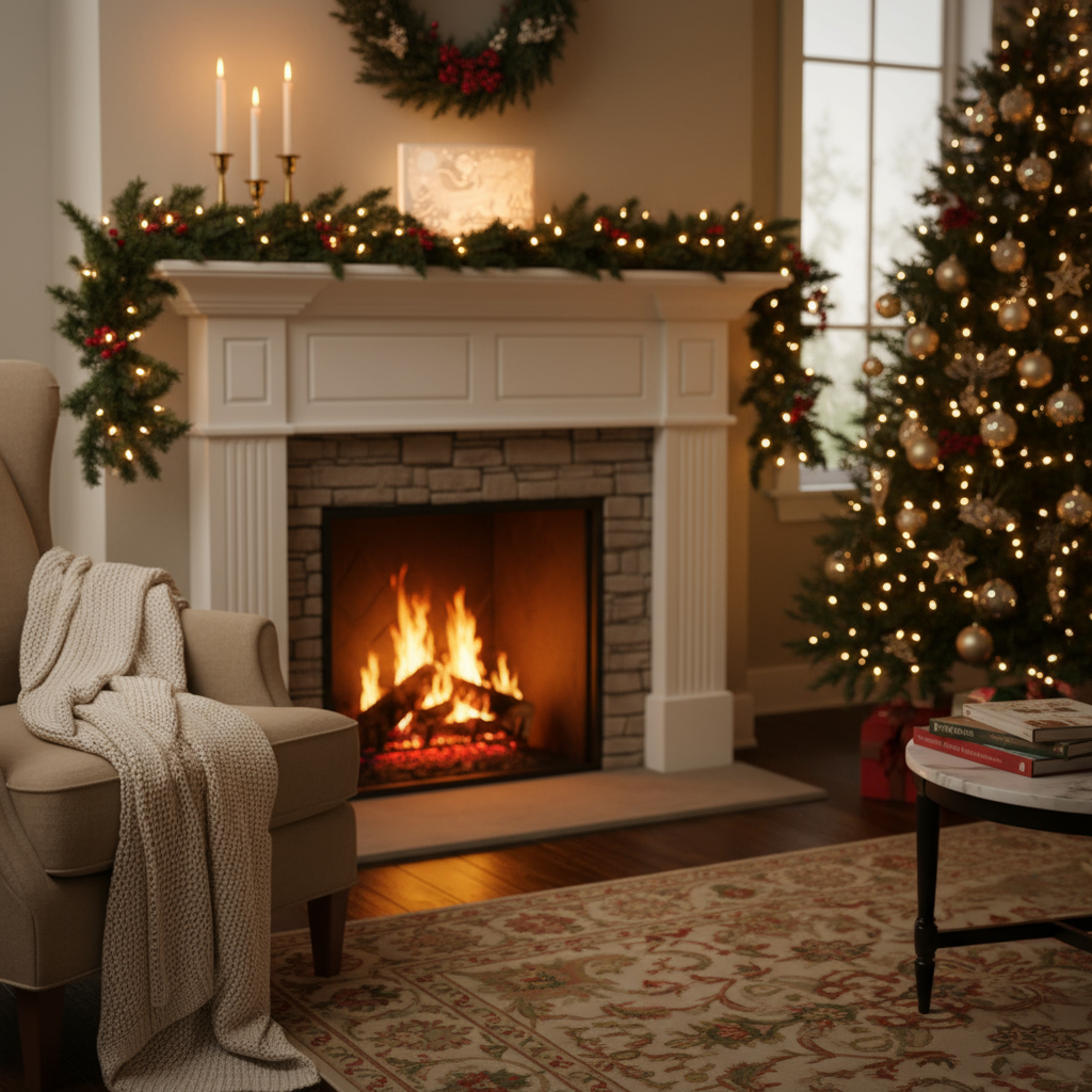 Santa Sleigh Scene in Home Decor Setting