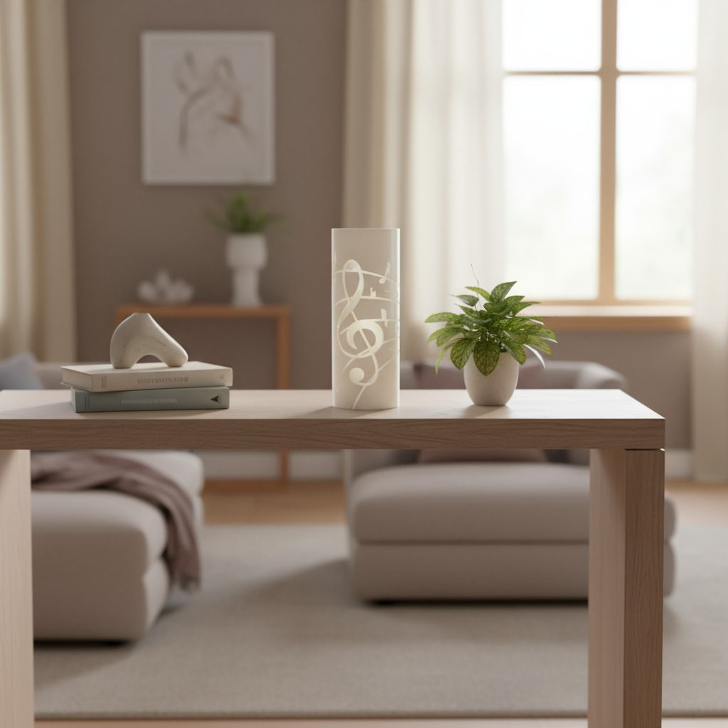 Vase Cylinder Musical Notes in Home Decor Setting